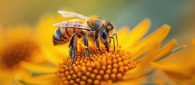 Un'ape che si riposa su un fiore giallo