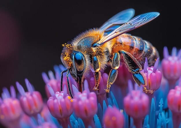 un'ape è seduta su un fiore ed è un'ape