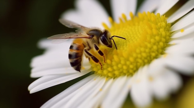 Un'ape raccoglie il polline sui fiori IA generativa