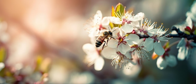 Un'ape su un fiore alla luce del sole IA generativa