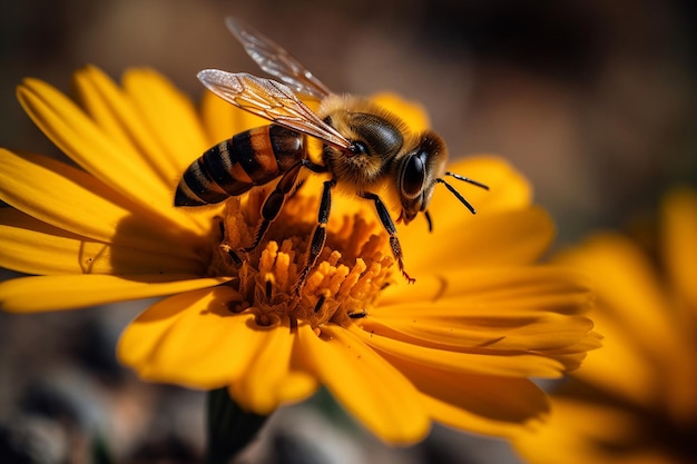 un'ape su un fiore giallo