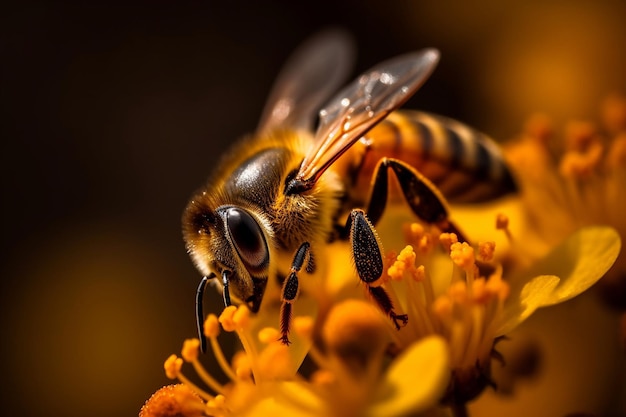 un'ape su un fiore giallo