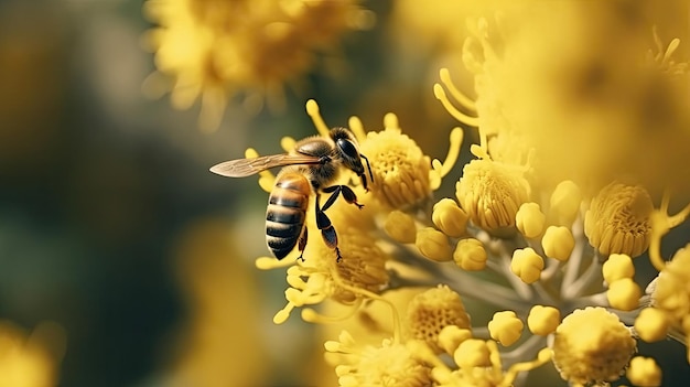 un'ape su un fiore giallo