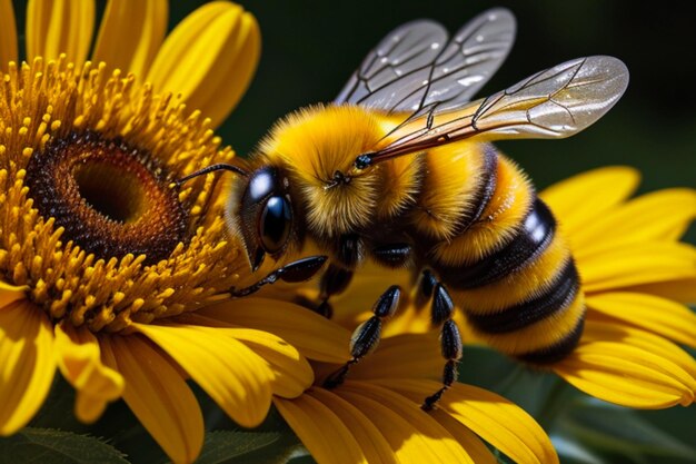 Un'ape su un fiore giallo