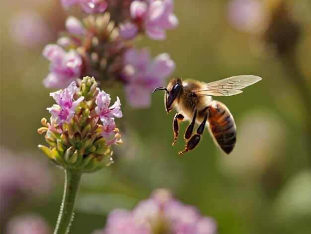 Un'ape sui fiori selvatici
