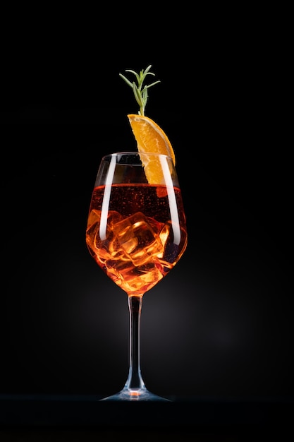 Un Aperol Spritz con ghiaccio sul tavolo