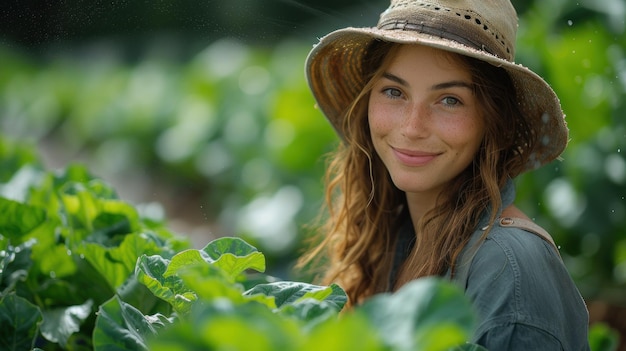 Un appassionato di giardinaggio si diverte a lavorare tra le foglie verdi