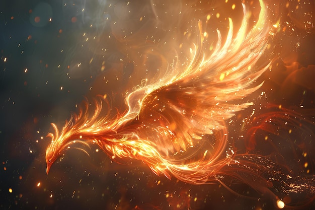 un'aquila di fuoco con uno sfondo di fuoco e un'ala di fuoco