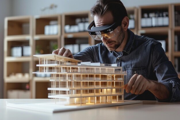 Un architetto che visualizza un modello D di un edificio in un ai generativo
