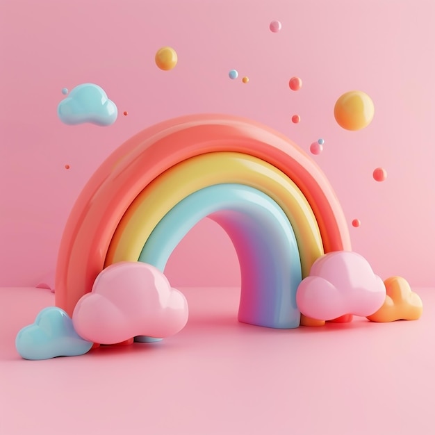 Un arcobaleno allegro con colori vivaci colori pastello morbido 3D icona di argilla render