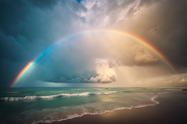Un arcobaleno appare sull'oceano mentre una tempesta rotola nell'IA generativa
