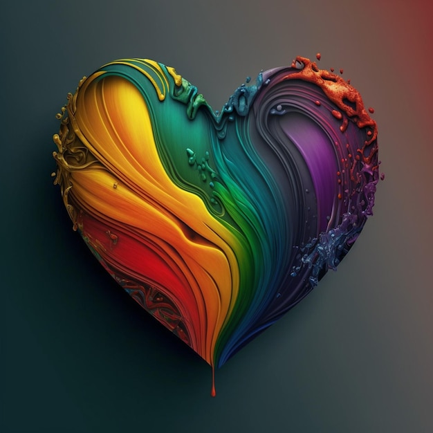 Un arcobaleno di colori all'interno del cuore Opera d'arte generata da Ai