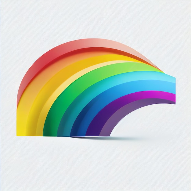 Un arcobaleno è mostrato su uno sfondo bianco.