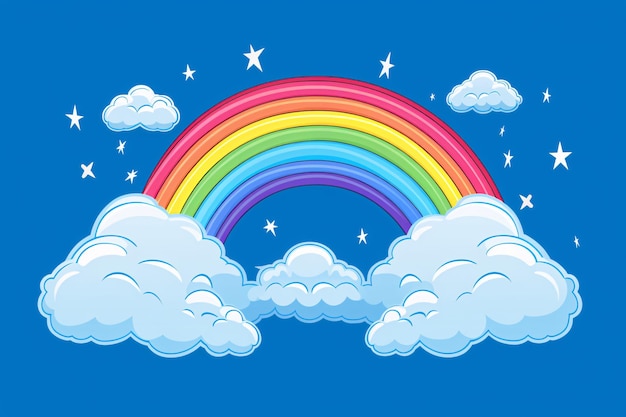 un arcobaleno e nuvole nel cielo