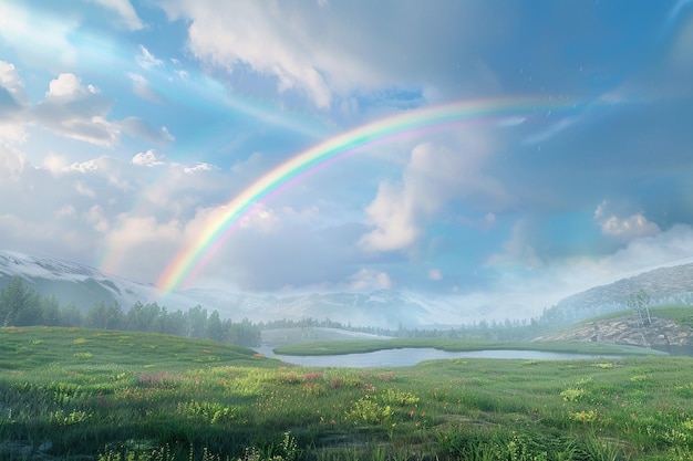 Un arcobaleno su un paesaggio pittoresco