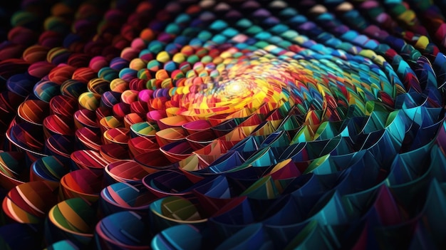 Un'arte astratta colorata con un disegno a spirale.