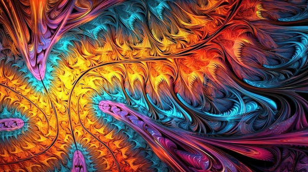 Un'arte astratta colorata con un motivo swirly.