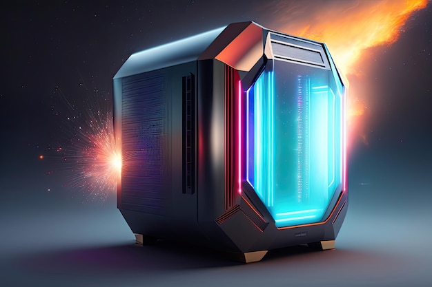 Un'arte digitale del mainframe futuristico del supercomputer colorato