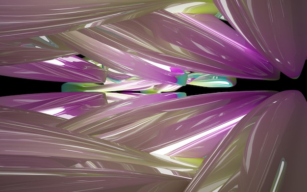 Un'arte digitale di cristalli viola e verdi