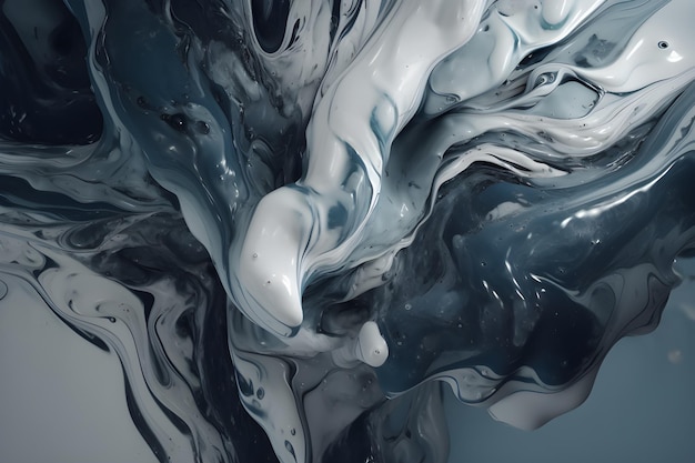 Un'arte digitale di liquido blu e nero