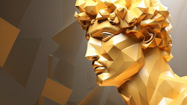 Un'arte digitale di un uomo con i capelli d'oro e neri