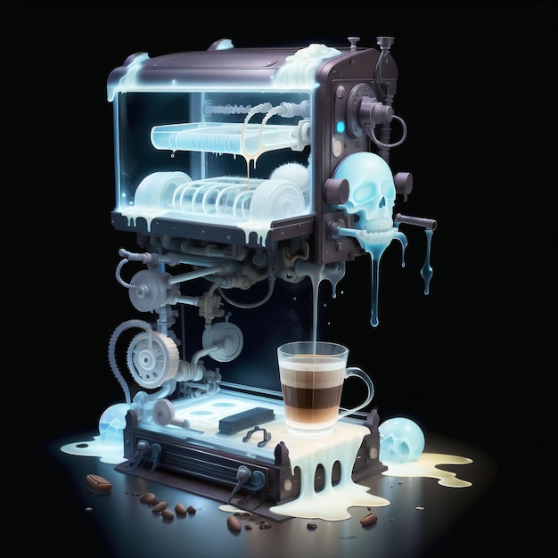 Un'arte digitale di una macchina da caffè