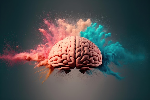 Un'arte geniale di esplosione di polvere di colore astratto del cervello umano