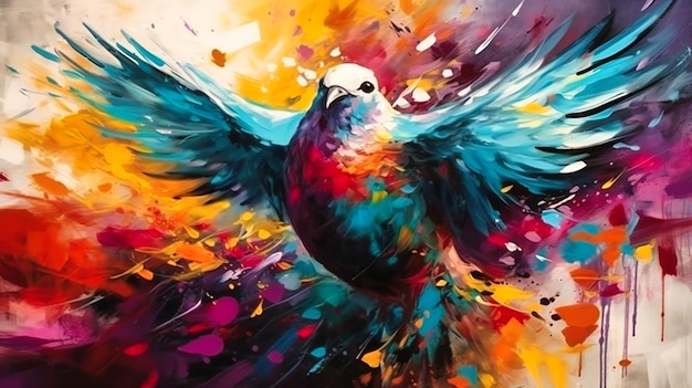 Un'arte pittorica colorata di una colomba