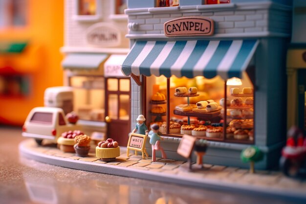 Un assaggio di dolcezza Una pasticceria Blindbox Pop Mart con uno sfondo pulito AI Generative