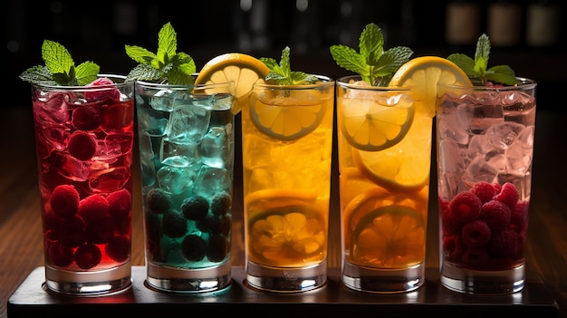 Un assortimento di cocktail colorati