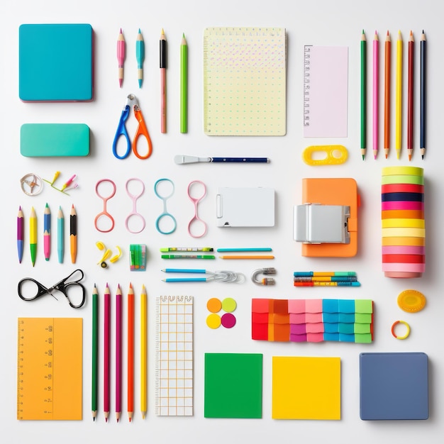 Un assortimento di materiali scolastici colorati