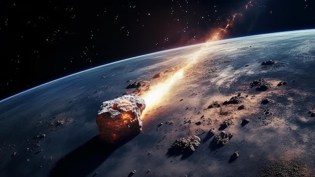 Un asteroide cade sulla terra IA generativa