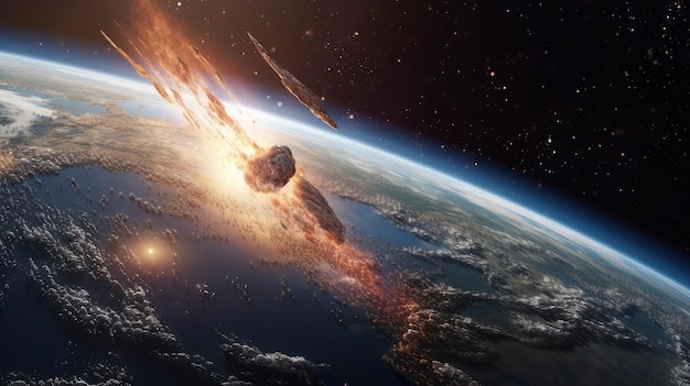 Un asteroide cade sulla terra IA generativa