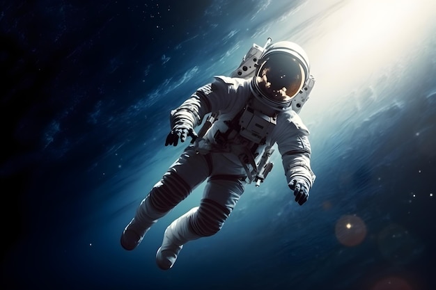 Un astronauta che fluttua nello spazio con la scritta missione spaziale in copertina.