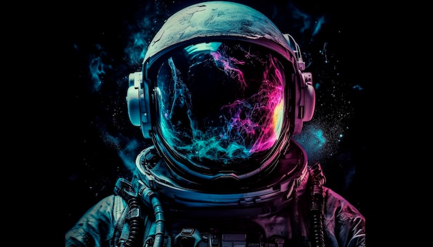 Un astronauta con un casco colorato.