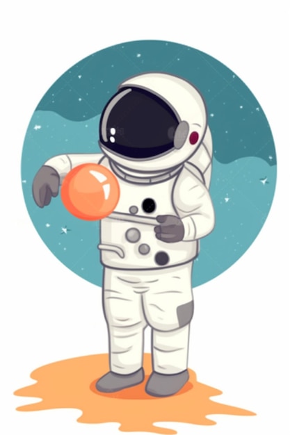 Un astronauta con una palla in mano