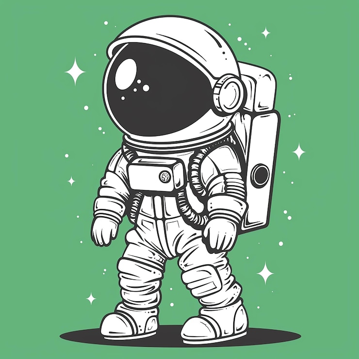 Foto un astronauta è in piedi di fronte a uno sfondo verde