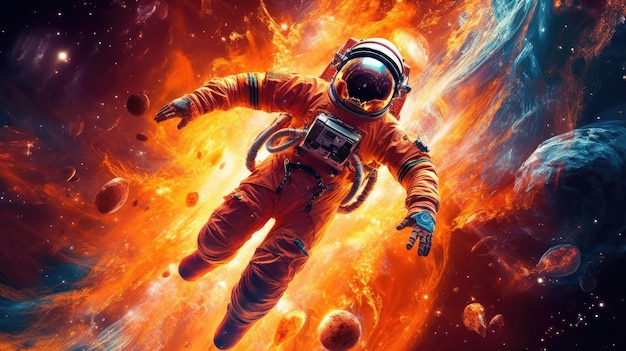 Un astronauta in una tuta spaziale con sopra la parola spazio