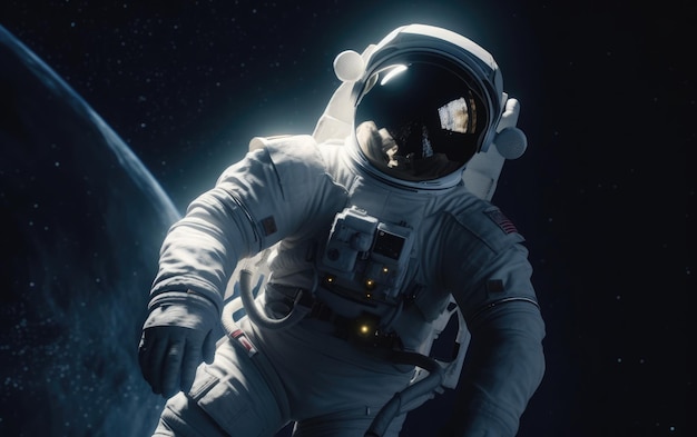 Un astronauta nello spazio con il pianeta terra sullo sfondo