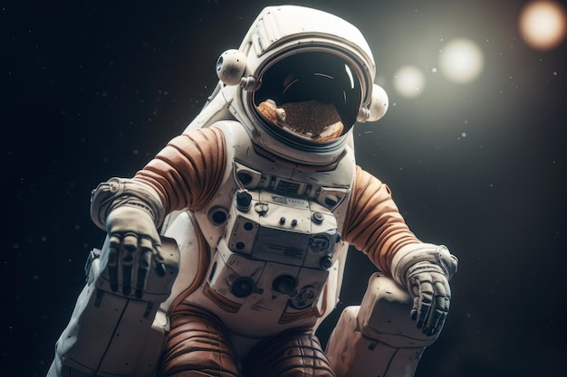 Un astronauta si siede su una sedia nello spazio