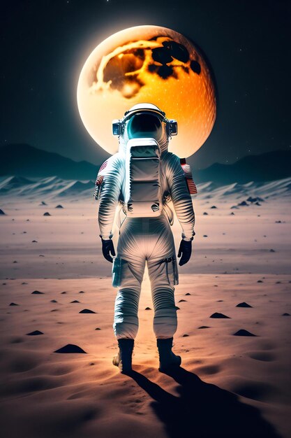 Un astronauta si trova sulla superficie della luna