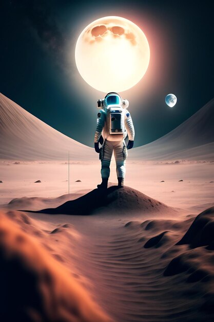Un astronauta si trova sulla superficie della luna