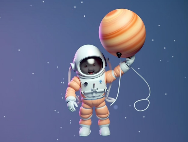 Un astronauta sta volando con un pallone con su scritto "l'astronauta"