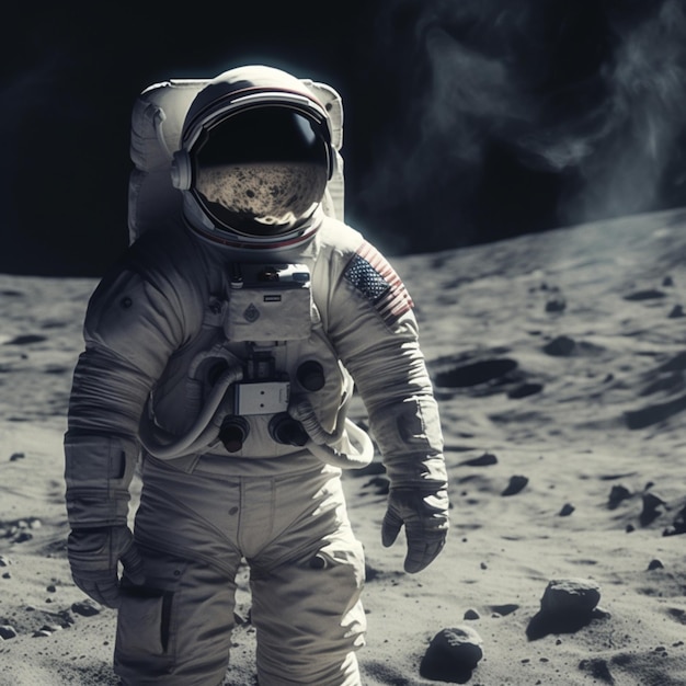 Un astronauta sulla luna con la scritta nasa sulla schiena