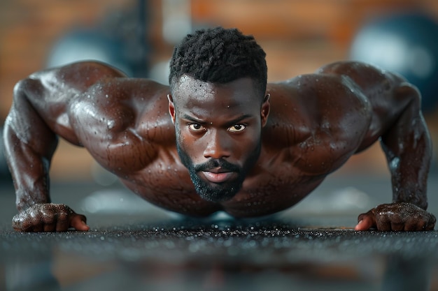 Un atleta afroamericano nero con un mescal sano Ai generativo