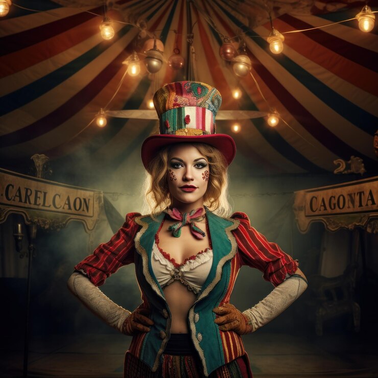 un atto di circo in sottofondo