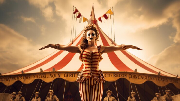 un atto di circo in sottofondo