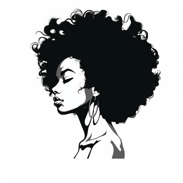 Un'audace illustrazione di una donna afro che cattura l'essenza del momento