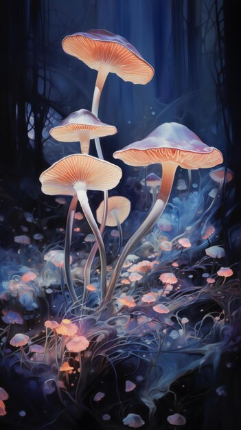 Un'aura di mezzanotte di funghi e fiori