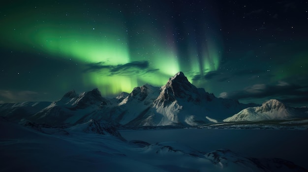 Un'aurora boreale mozzafiato che illumina la notte generativa ai